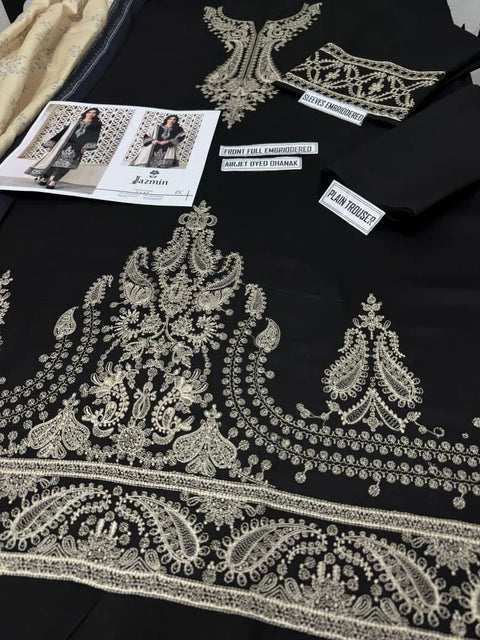 JAZMIN Most Demanding 3 Pcs Unstitched Embroidered Suit