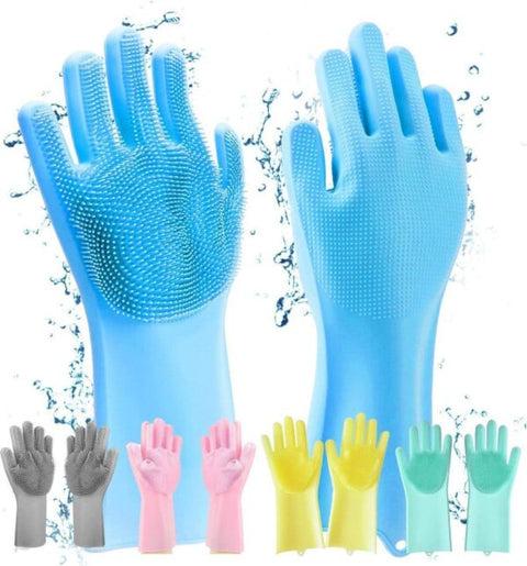 Reusable Silicone Washing Gloves with Built-In Scrubber for Kitchen Bathroom Car and Multipurpose Cleaning